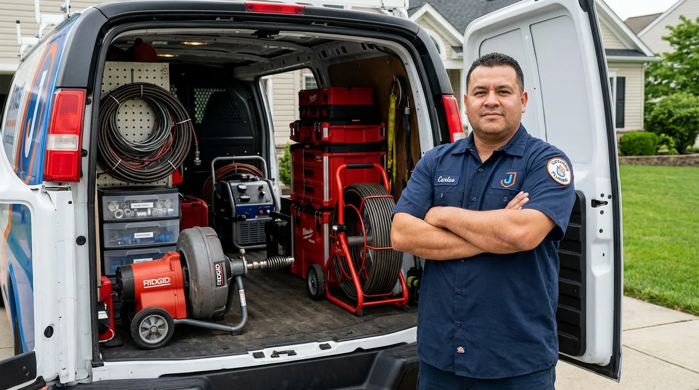 Professional drain cleaning equipment and Johns Plumbing LLC plumber in Banks