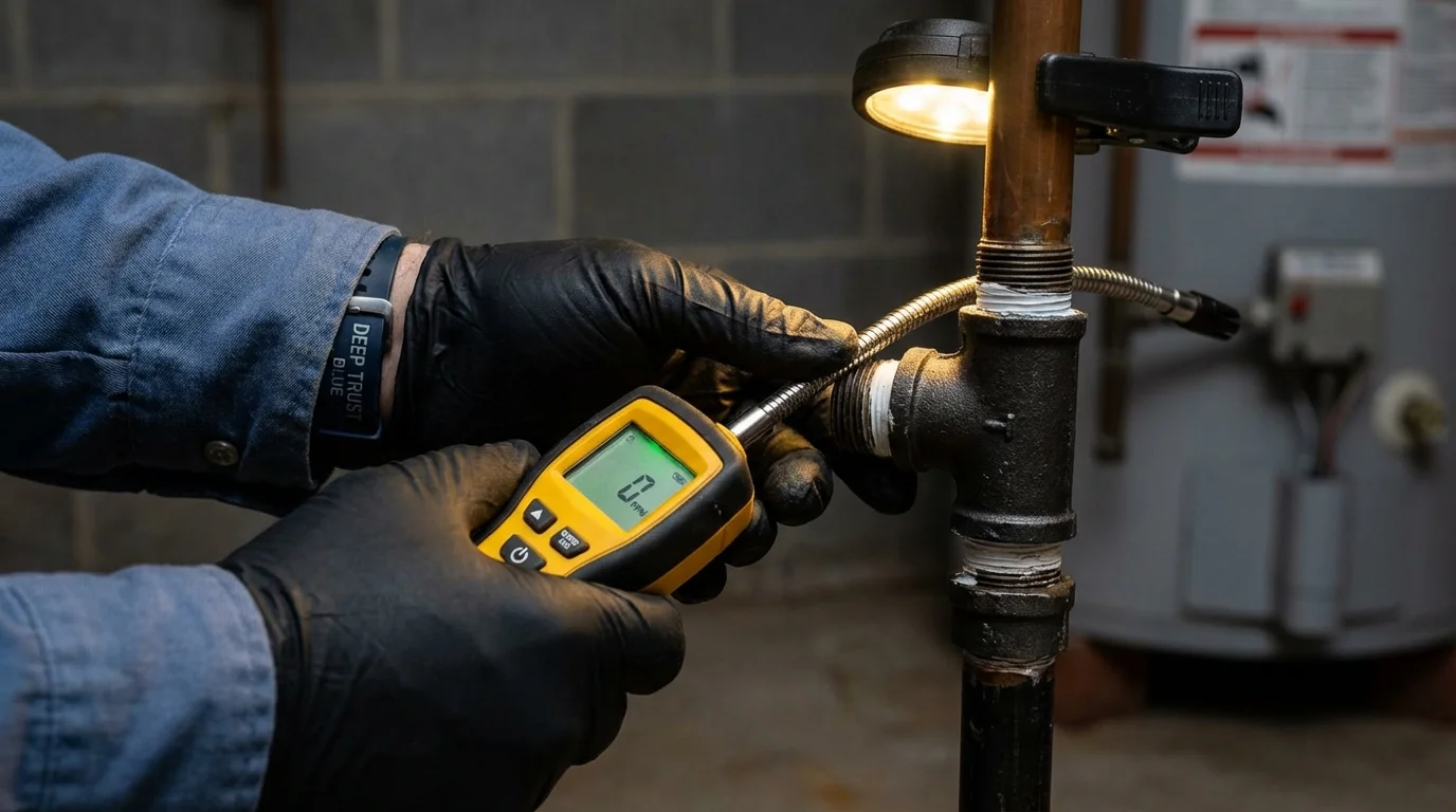 Gas leak detection with electronic sniffer by Johns Plumbing LLC in Banks